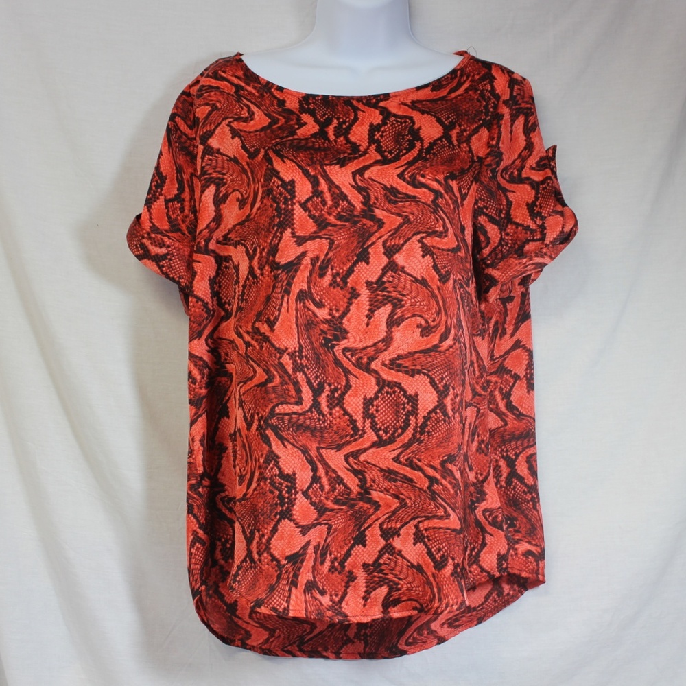 MICHAEL KORS Red Swirly Snake Blouse